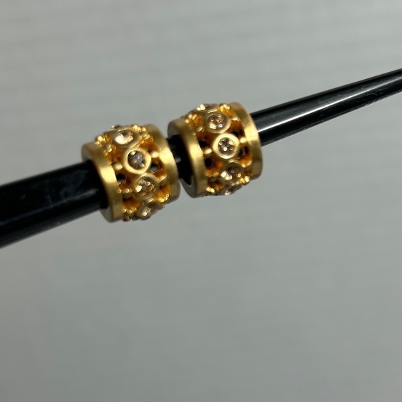 Brighton Gold Plated Crystals Spacer Bead Lot of 2 Sparkly Cutout Pattern - Picture 2 of 9